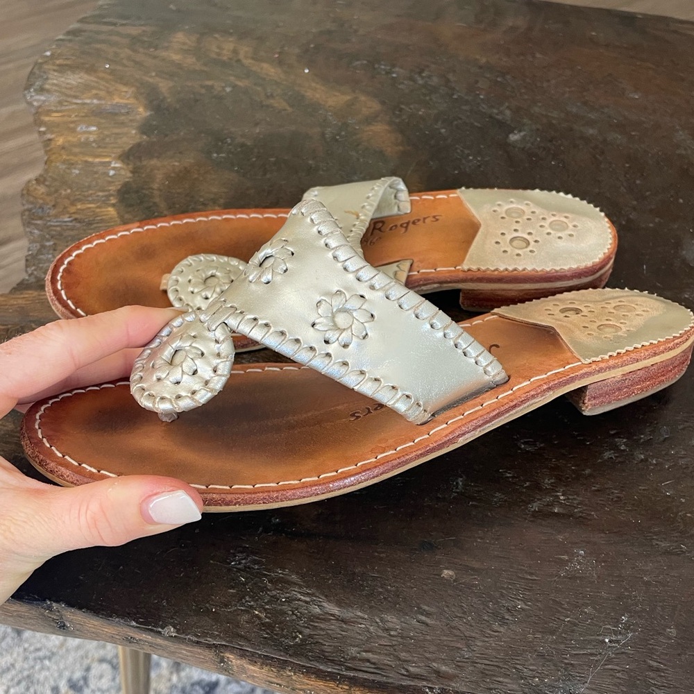 Silver/metallic Jack Rogers sandals size 8